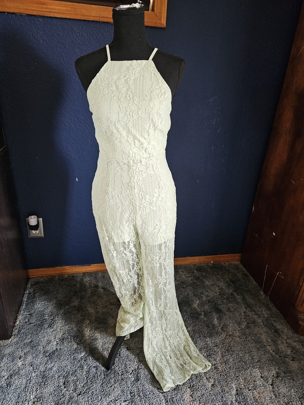 idem ditto Lace Halter Jumpsuit in Apple Mint- womens size small nwt